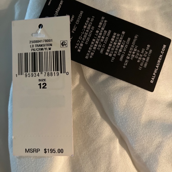 Ralph Lauren Striped One-Shoulder Crinkle Georgette Dress (NWT) - Picture 5 of 6